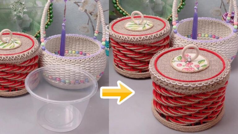 Questo trucco semplice trasforma la corda di juta in una borsa unica e colorata…