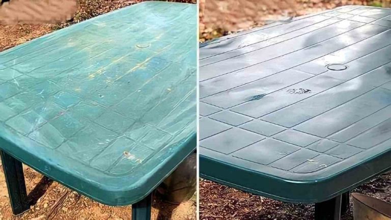 Pulire il tavolo da giardino in plastica per farlo brillare di nuovo