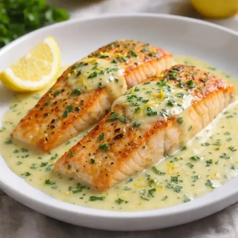 Filetti di salmone in padella con crema di limone e erbe aromatiche