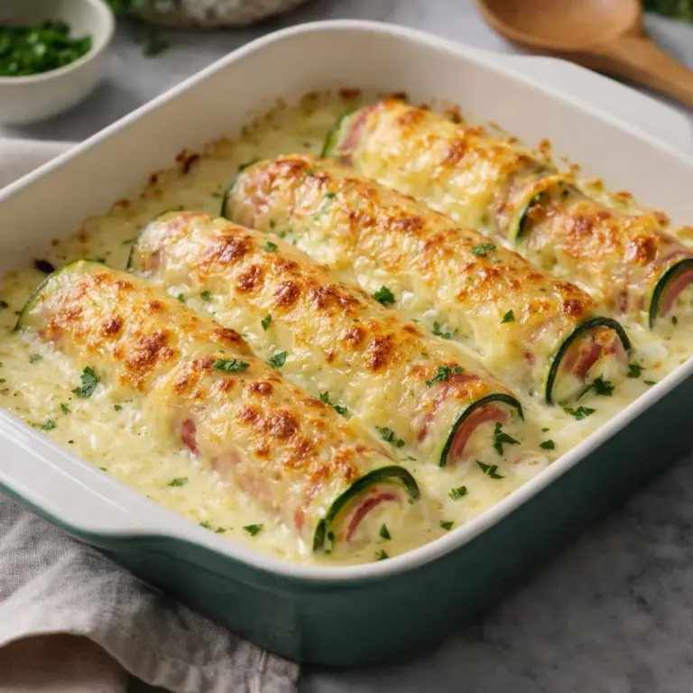 Gratin di zucchine arrotolate con raclette, prosciutto e crema di formaggio