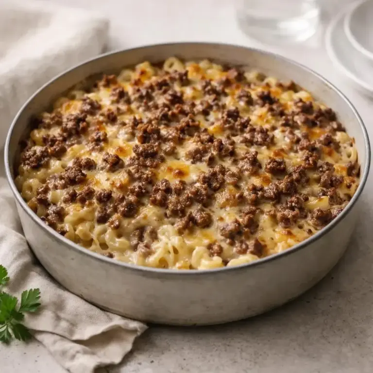 Maccheroni e formaggio con carne macinata e cheddar al forno
