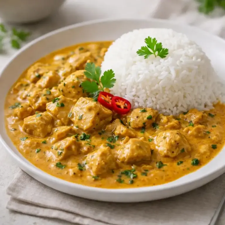 Pollo alla crema e spezie in stile curry al latte di cocco