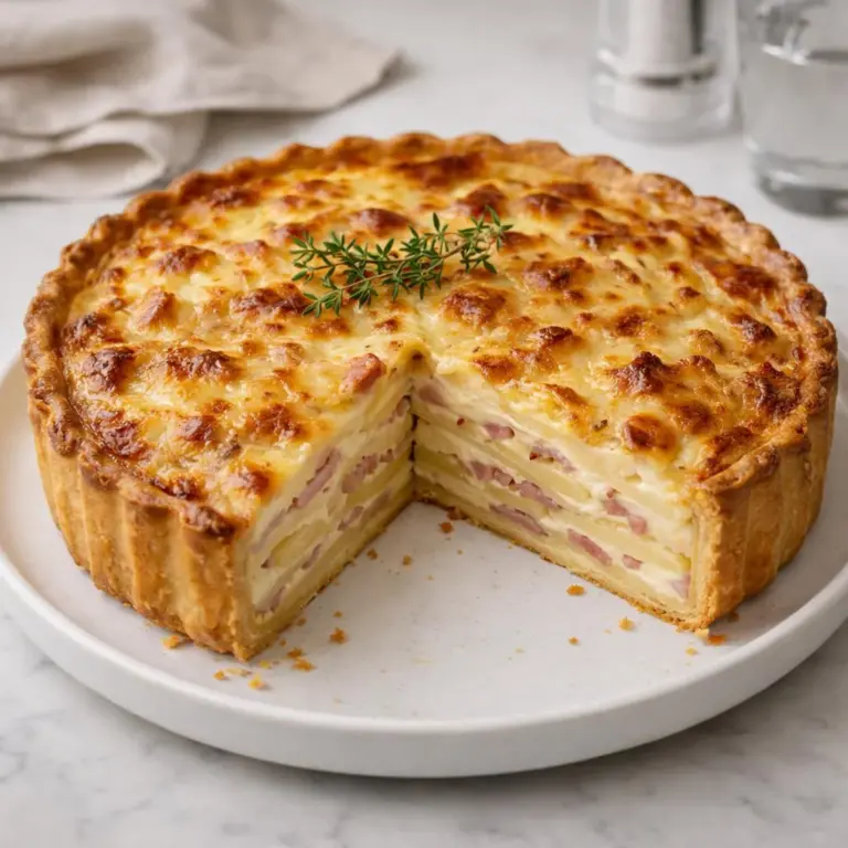 Quiche casalinga di patate, pancetta e formaggio reblochon