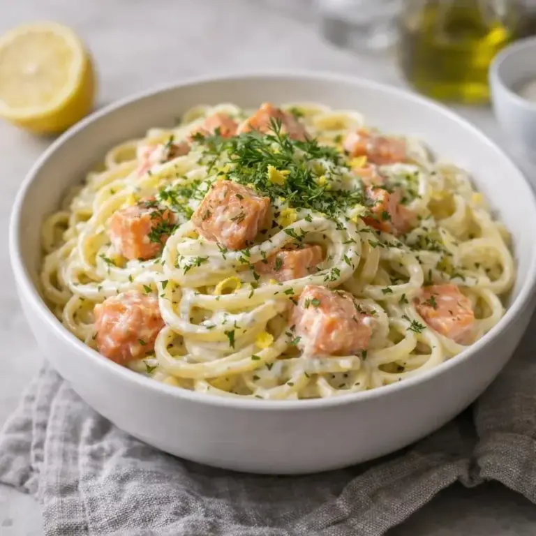 Spaghetti al salmone affumicato con crema al limone e aneto