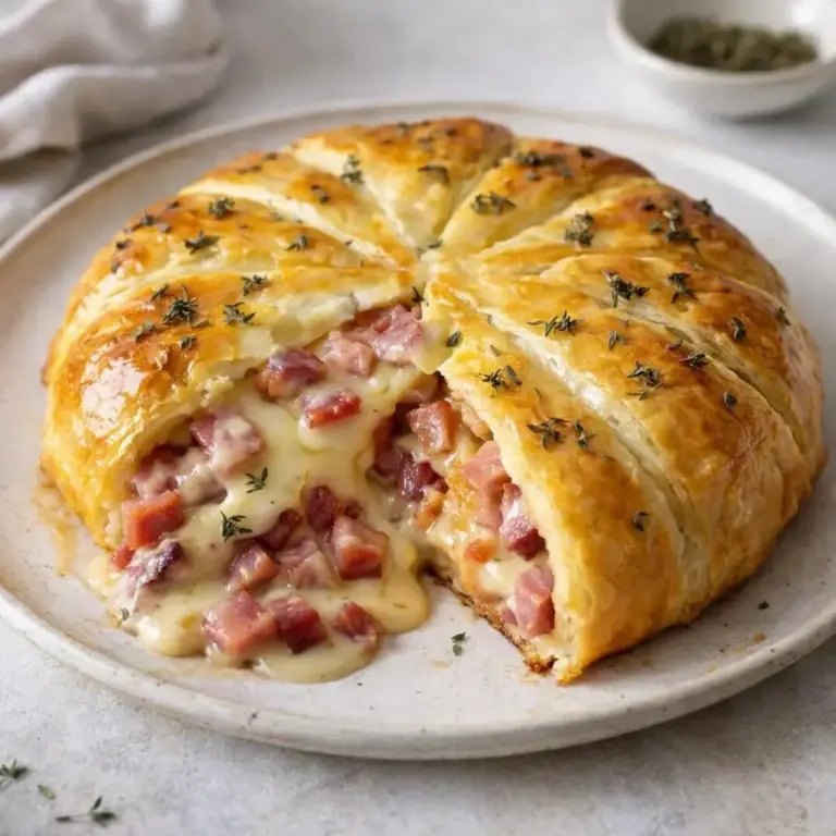 Torta sfoglia con Camembert e pancetta, cuore morbido